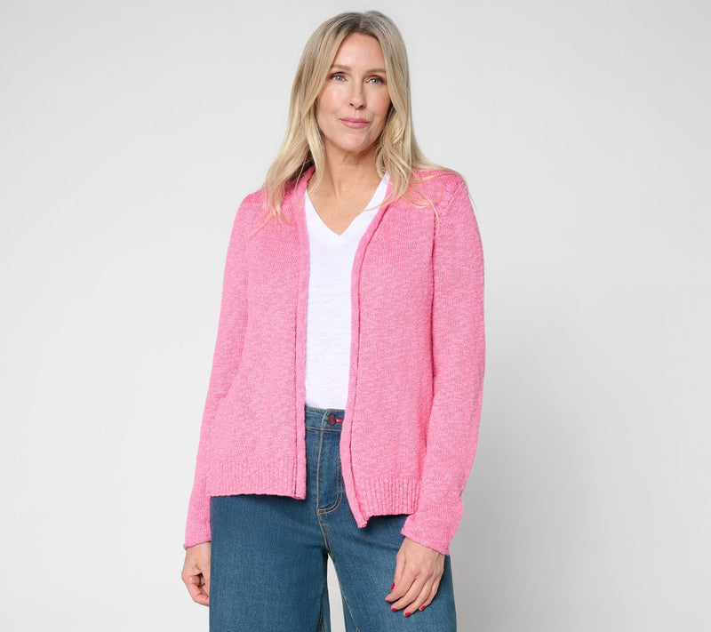Belle by Kim Gravel Cotton Blend Sweater Slub Cropped Cardigan — View 2