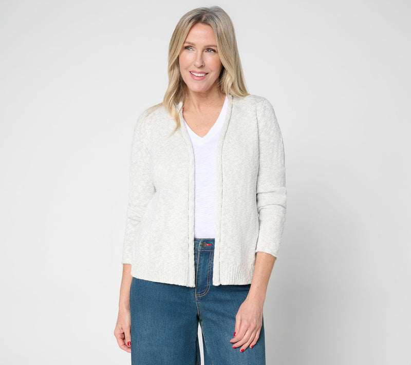 Belle by Kim Gravel Cotton Blend Sweater Slub Cropped Cardigan — View 10