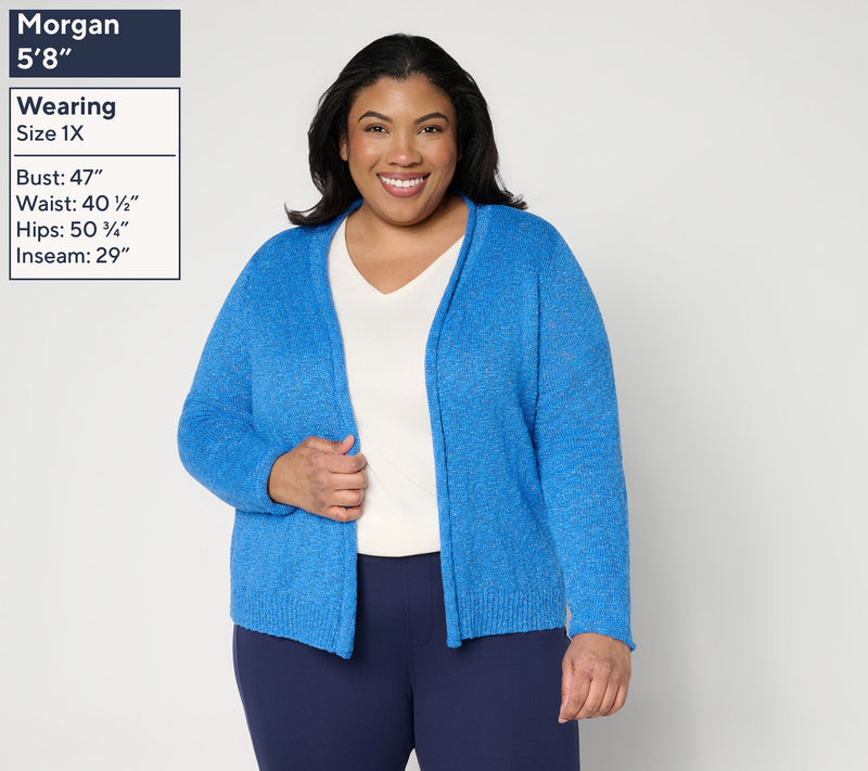 Belle by Kim Gravel Cotton Blend Sweater Slub Cropped Cardigan — View 3