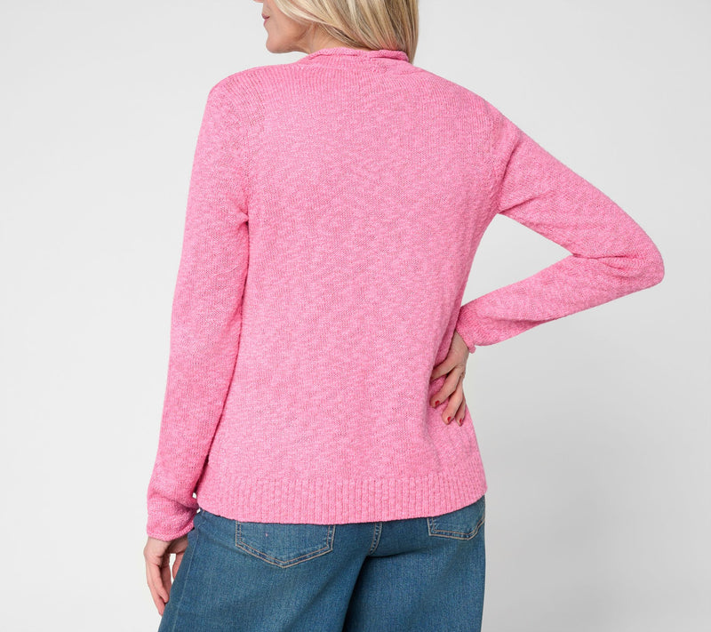 Belle by Kim Gravel Cotton Blend Sweater Slub Cropped Cardigan — View 5