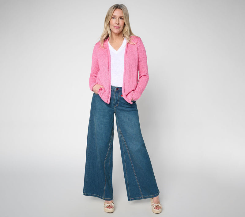 Belle by Kim Gravel Cotton Blend Sweater Slub Cropped Cardigan — View 6