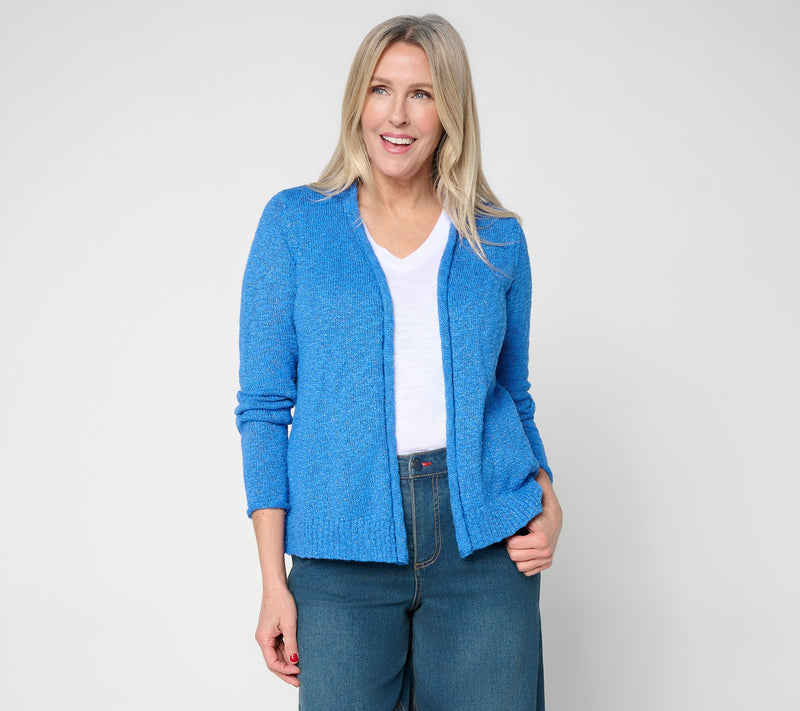 Belle by Kim Gravel Cotton Blend Sweater Slub Cropped Cardigan — View 12