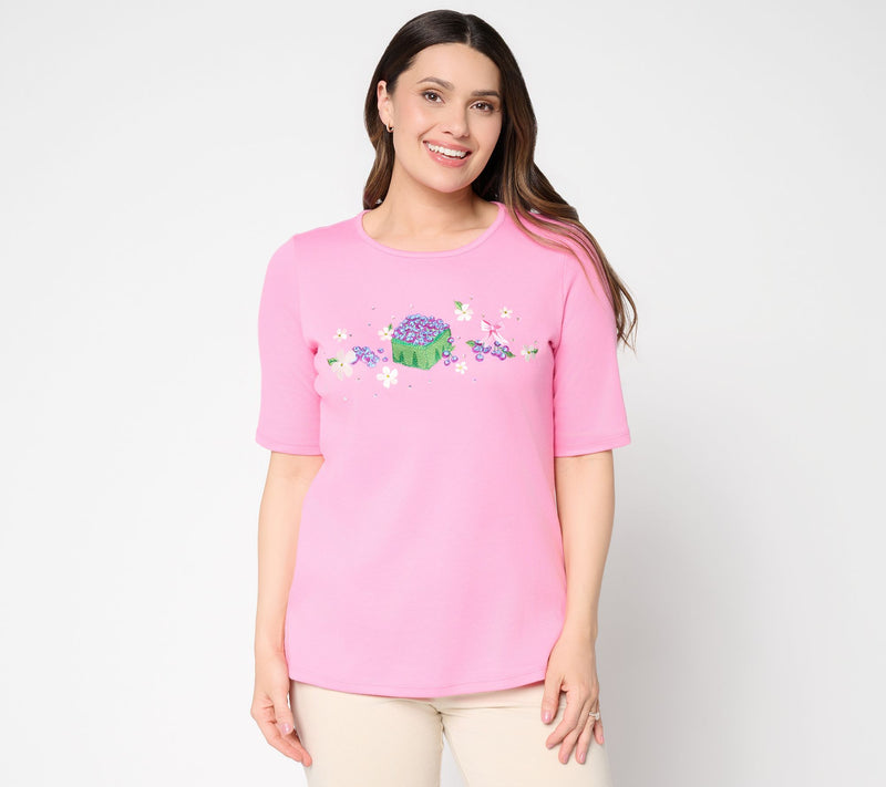 Quacker Factory Berry Picking Elbow Sleeve Top — Main view