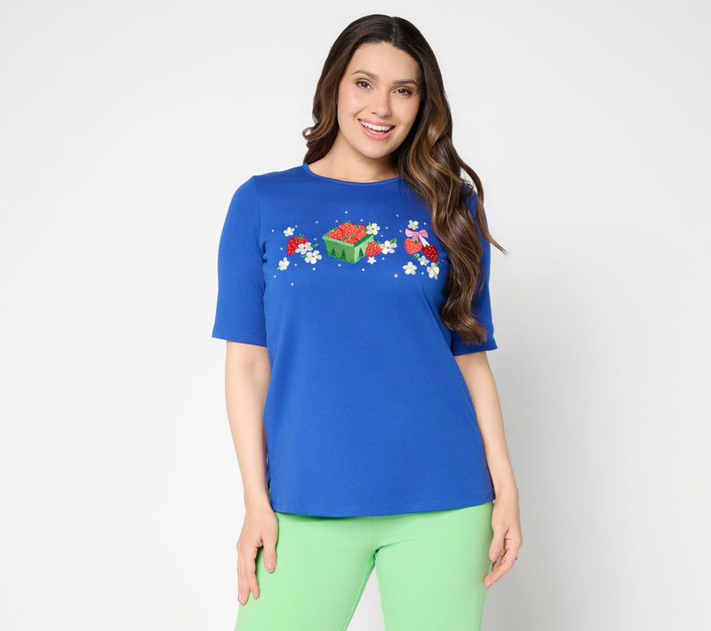 Quacker Factory Berry Picking Elbow Sleeve Top — View 10