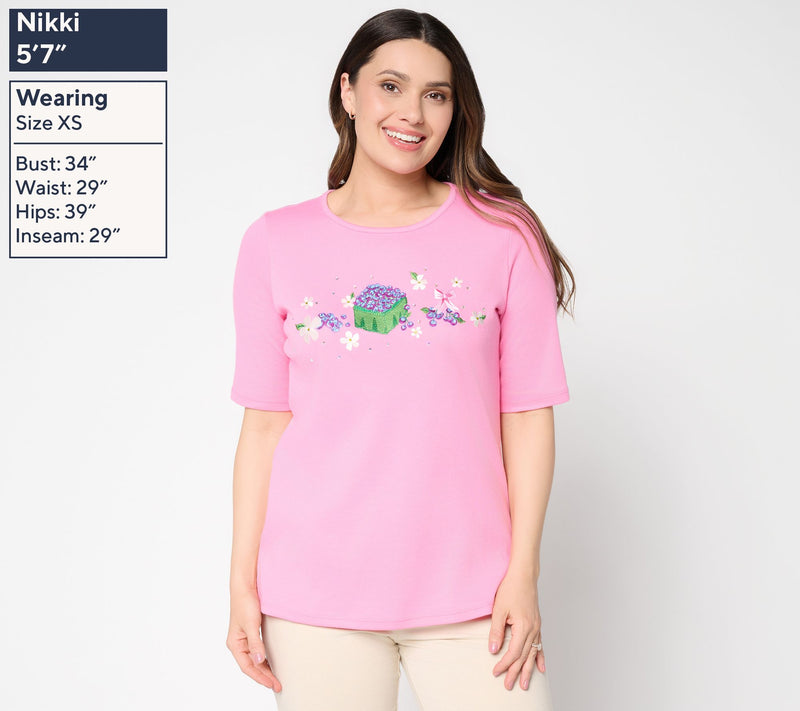 Quacker Factory Berry Picking Elbow Sleeve Top — View 3
