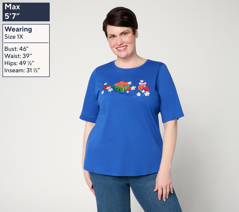 Quacker Factory Berry Picking Elbow Sleeve Top — View 2