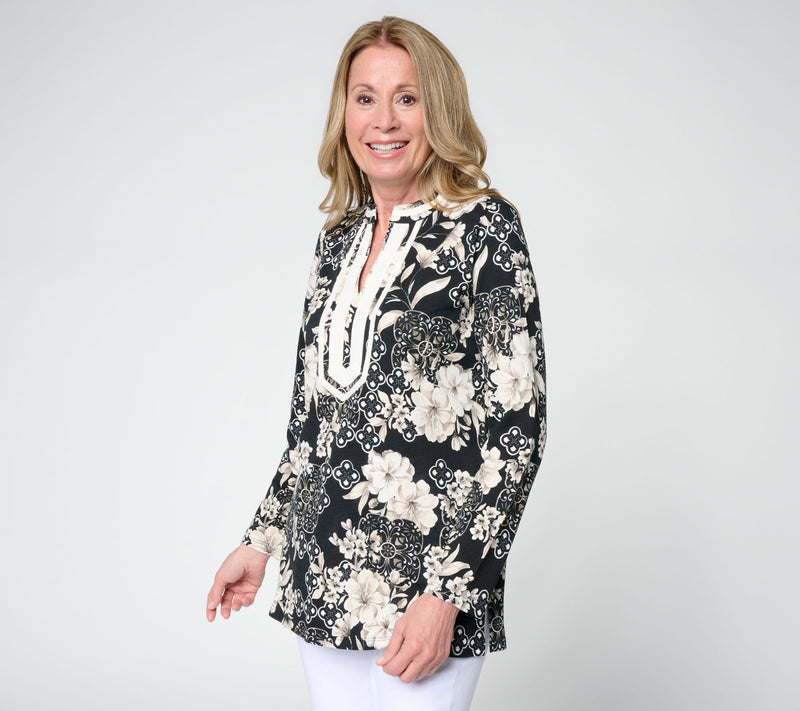 Bellisima by Kim Gravel Petite Ginger Jar Ribbon Trim Top — View 10