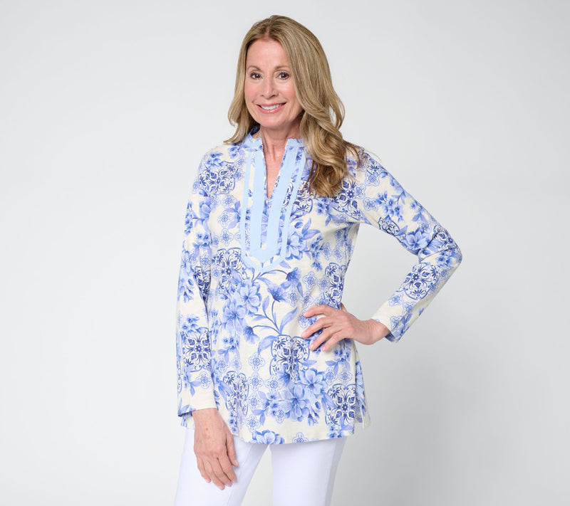 Bellisima by Kim Gravel Petite Ginger Jar Ribbon Trim Top — View 11