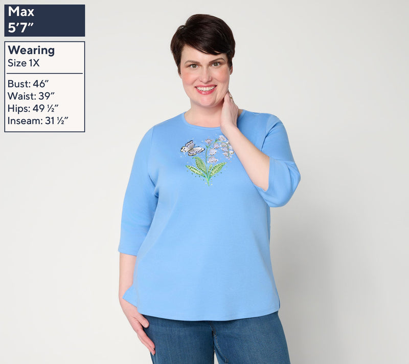 Quacker Factory Petal Power 3/4 Sleeve Top — View 2