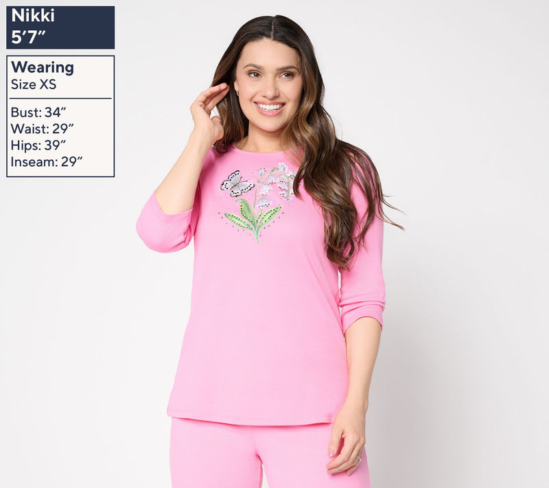 Quacker Factory Petal Power 3/4 Sleeve Top — View 3