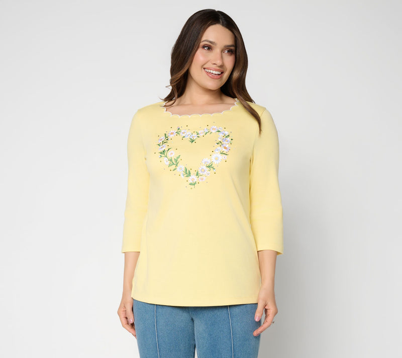 Quacker Factory Seize the Daisy 3/4 Sleeve Top — Main view