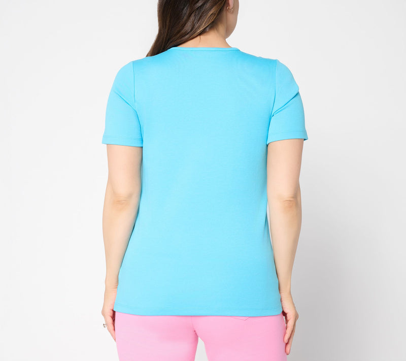 Quacker Factory Bouquet Bow Short Sleeve Top — View 6