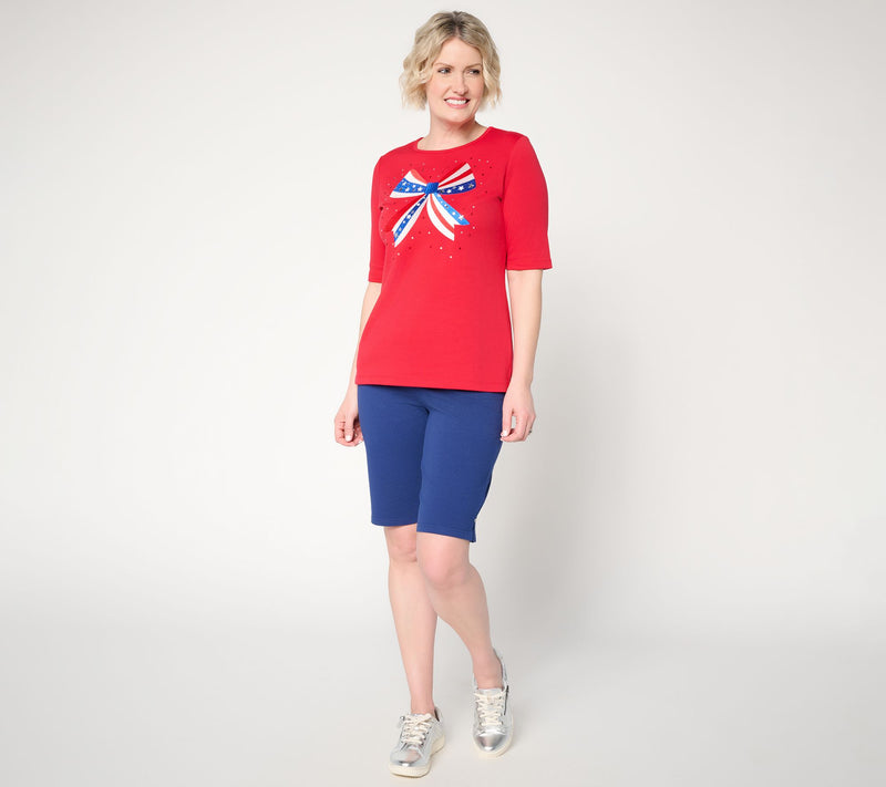 Quacker Factory Stars and Stripes Forever Elbow Sleeve Top — View 5