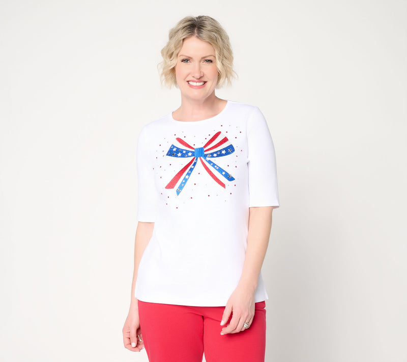 Quacker Factory Stars and Stripes Forever Elbow Sleeve Top — View 11