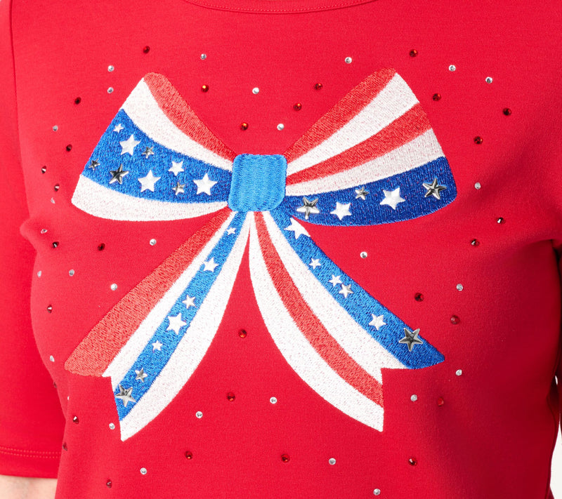 Quacker Factory Stars and Stripes Forever Elbow Sleeve Top — View 6
