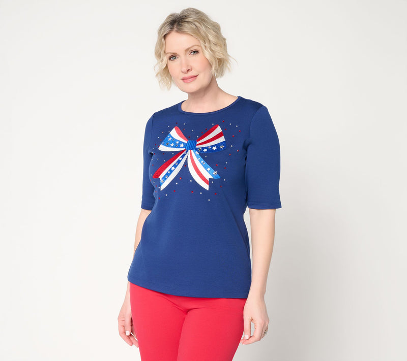 Quacker Factory Stars and Stripes Forever Elbow Sleeve Top — View 13
