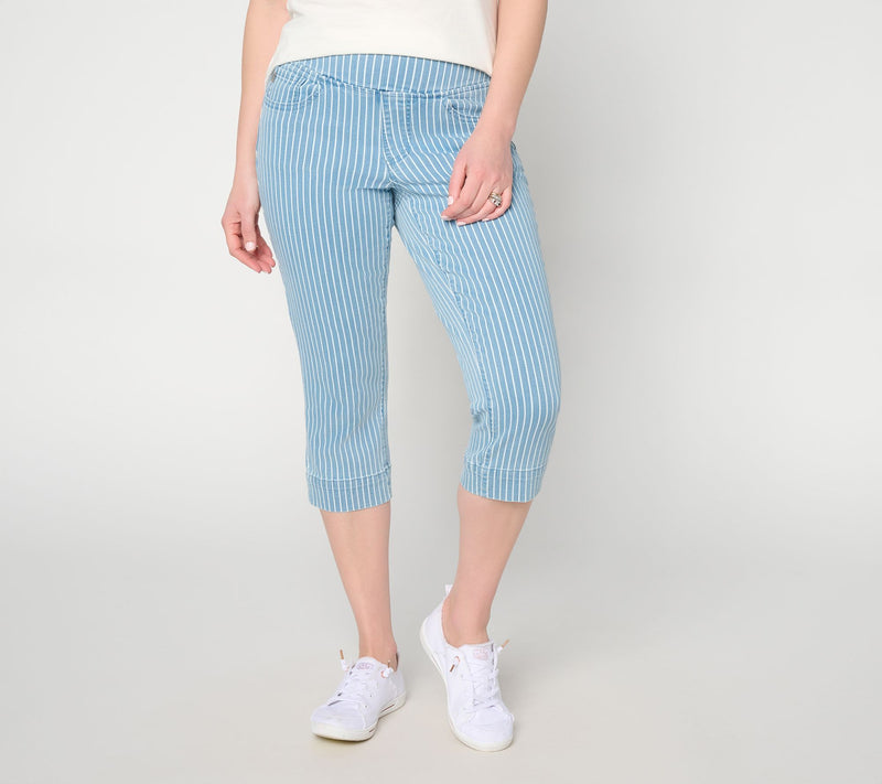 Belle by Kim Gravel Regular TripleLuxe Stripe Denim Capri Jean — View 3