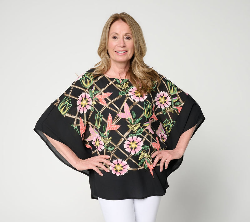 Quacker Factory Femme Fatale Printed Butterfly Top — View 9