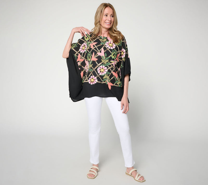 Quacker Factory Femme Fatale Printed Butterfly Top — View 5