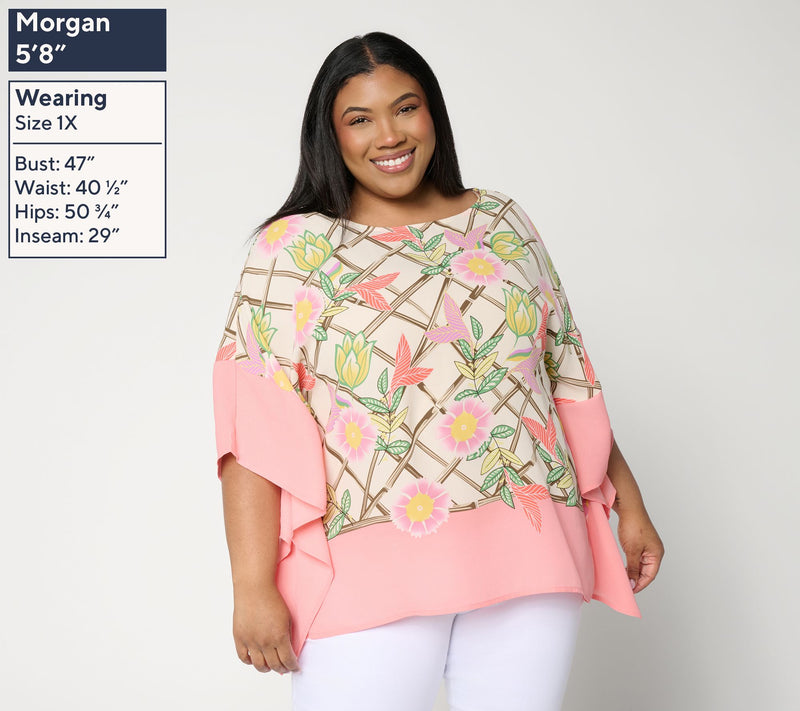Quacker Factory Femme Fatale Printed Butterfly Top — View 2