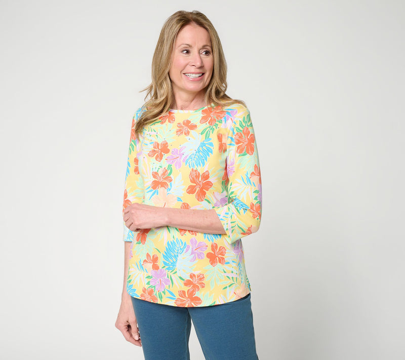 Quacker Factory Island Hopping Printed 3/4 Sleeve Top — View 11