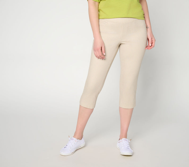 Belle by Kim Gravel Petite TripleLuxe Stripe Twill Capri Jean — View 6