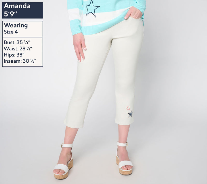 Belle by Kim Gravel Petite TripleLuxe Stripe Twill Capri Jean — View 9
