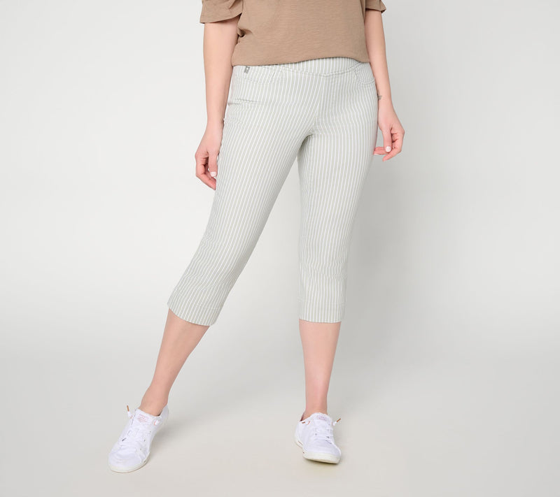 Belle by Kim Gravel Petite TripleLuxe Stripe Twill Capri Jean — View 3