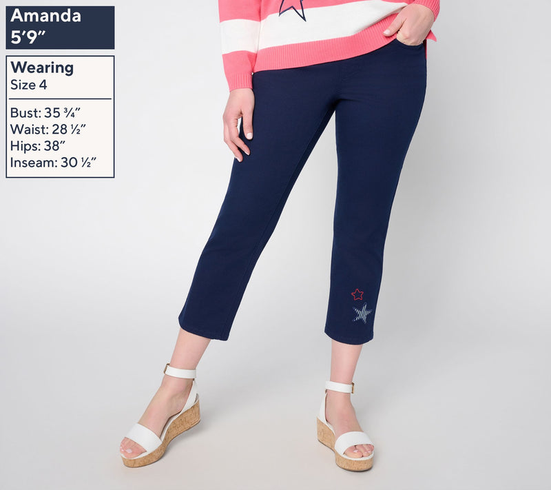 Liberty Belles by Kim Gravel Reg TripeLuxe Stars & Stripes Twill Crop Jean — View 8