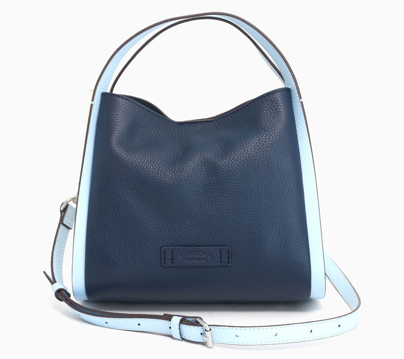 American Leather Co. Triple Entry Raffia or Leather Satchel — View 9