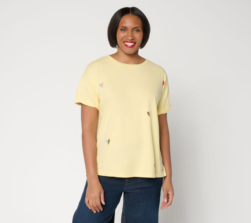 Peace Love World Printed Motif Crew Neck Tee Shirt — Main view