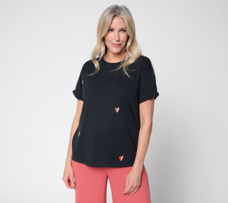 Peace Love World Printed Motif Crew Neck Tee Shirt — View 3