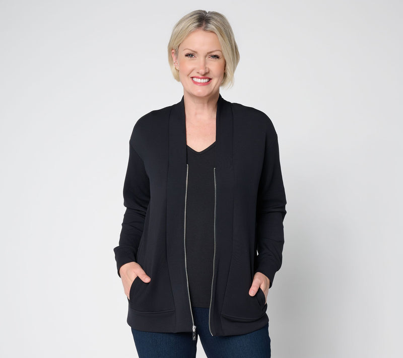 Belle by Kim Gravel ScubaLuxe Gold Zip Jacket — View 11
