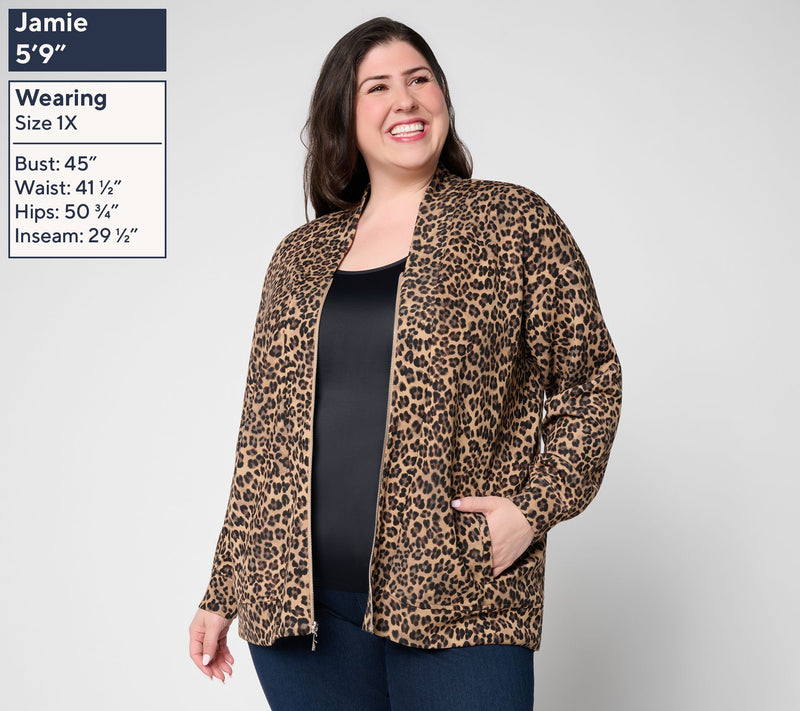 Belle by Kim Gravel ScubaLuxe Gold Zip Jacket — View 2