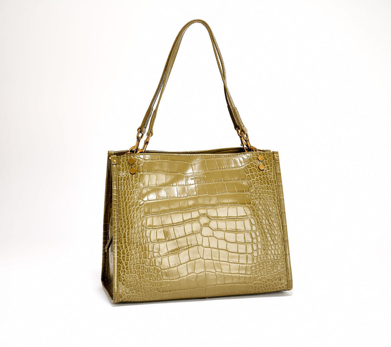 "As Is" American Leather Co. Lenox Croco Leather Satchel — View 14