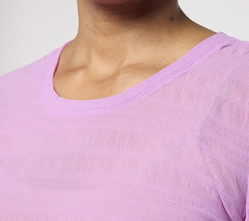 LOGO Layers by Lori Goldstein Textured Mesh Long Sleeve Top — View 10