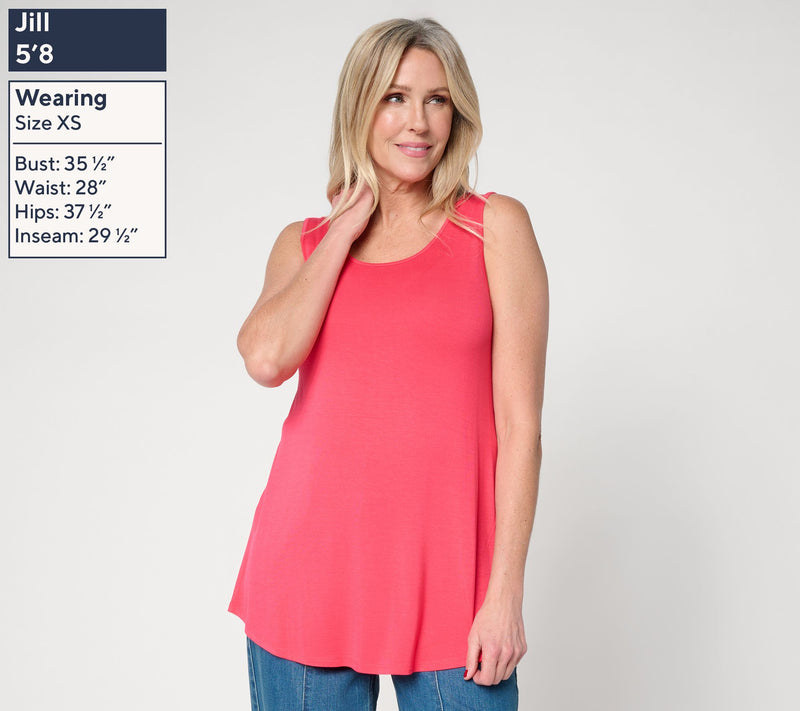 LOGO Layers by Lori Goldstein Scoop Neck Curved Hem Tank — View 2