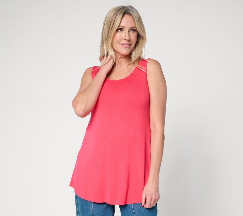 LOGO Layers by Lori Goldstein Scoop Neck Curved Hem Tank — View 11