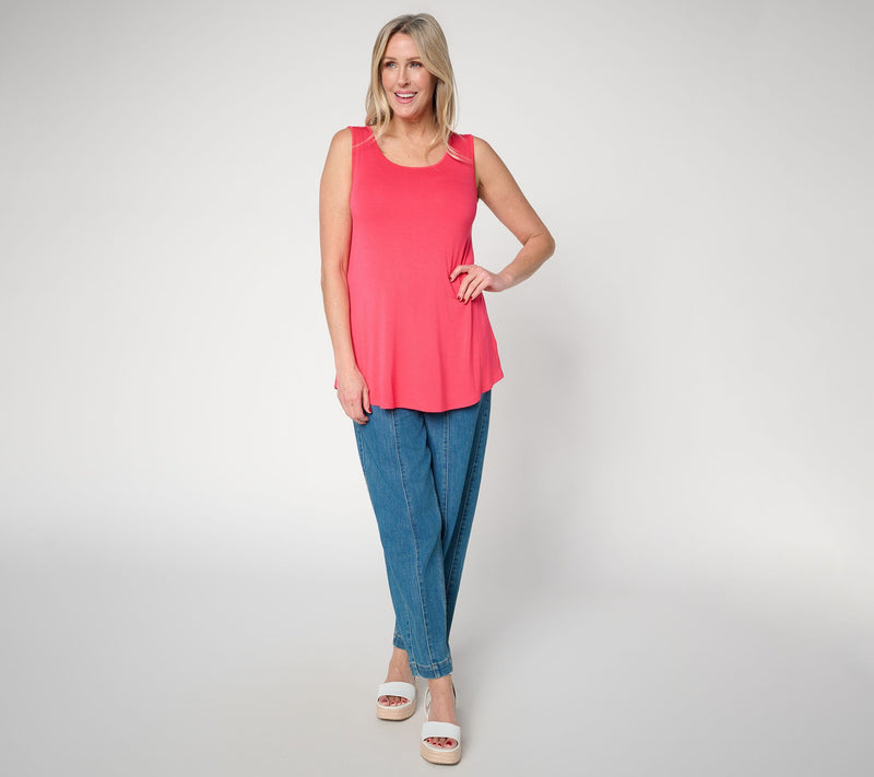 LOGO Layers by Lori Goldstein Scoop Neck Curved Hem Tank — View 4