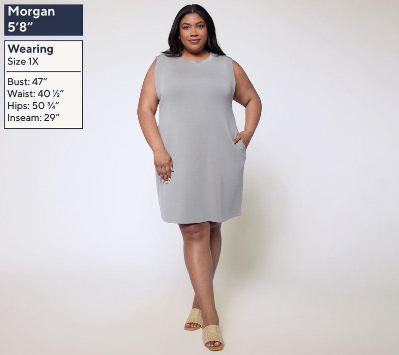 Belle by Kim Gravel Regular ScubaLuxe Skimmer Dress w Bra Blocker — View 10