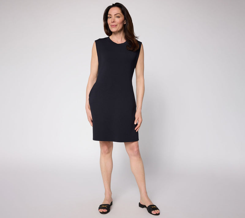 Belle by Kim Gravel Regular ScubaLuxe Skimmer Dress w Bra Blocker — Main view