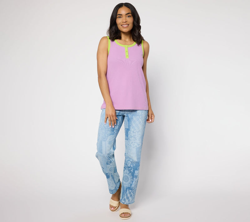 LOGO Principles by Lori Goldstein Contrast Trim Ribbed Tank — View 5