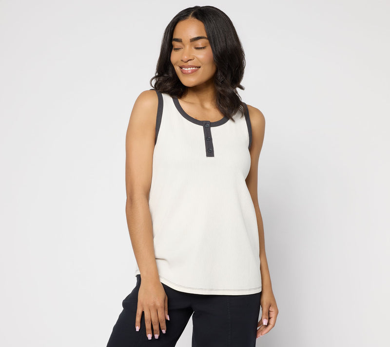 LOGO Principles by Lori Goldstein Contrast Trim Ribbed Tank — View 13