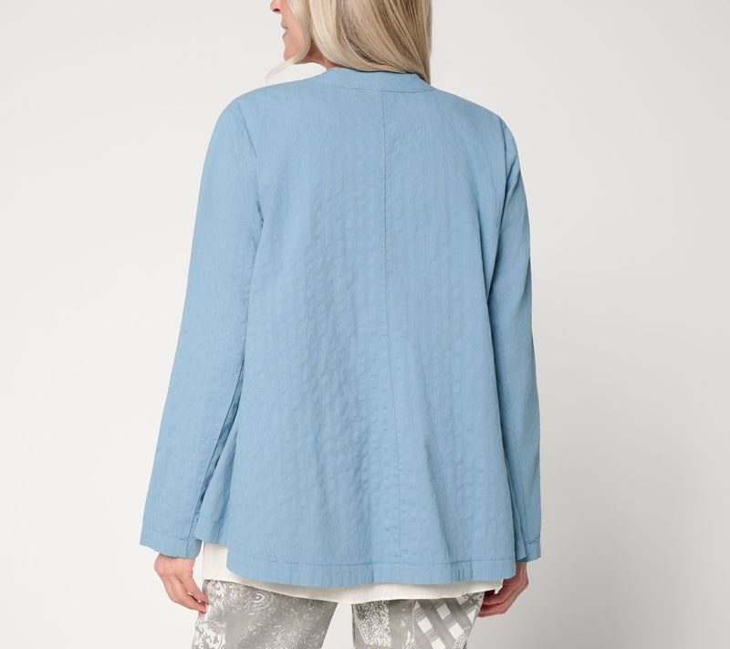 LOGO Lavish by Lori Goldstein Textured Zip Front Topper — View 4