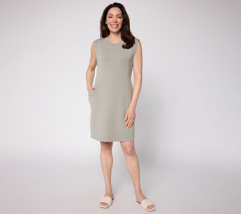 Belle by Kim Gravel Petite ScubaLuxe Skimmer Dress w Bra Blocker — View 5