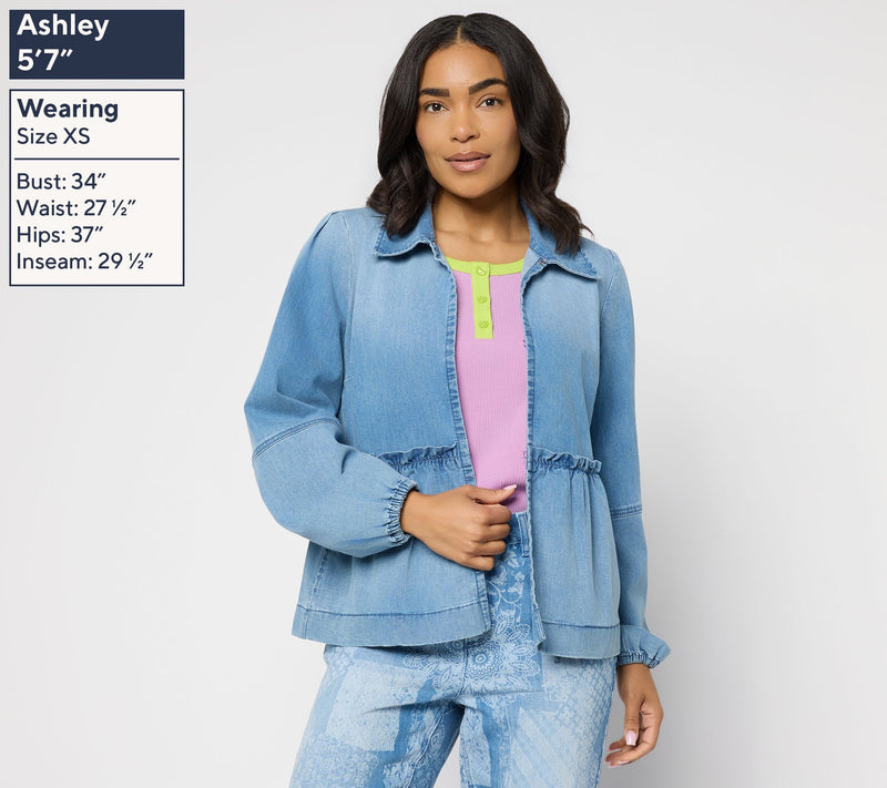 LOGO by Lori Goldstein Long Sleeve Chambray Topper — View 3