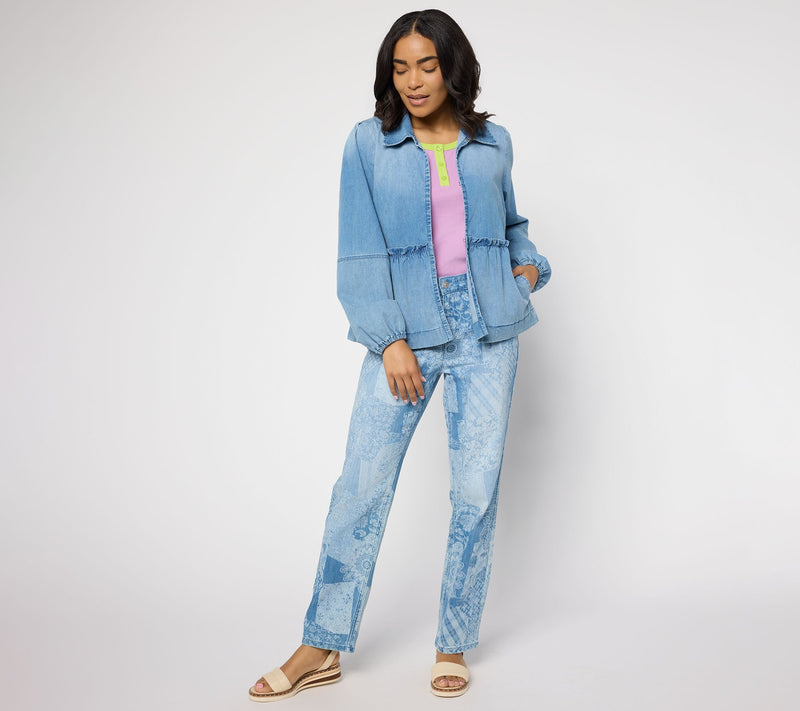 LOGO by Lori Goldstein Long Sleeve Chambray Topper — View 5