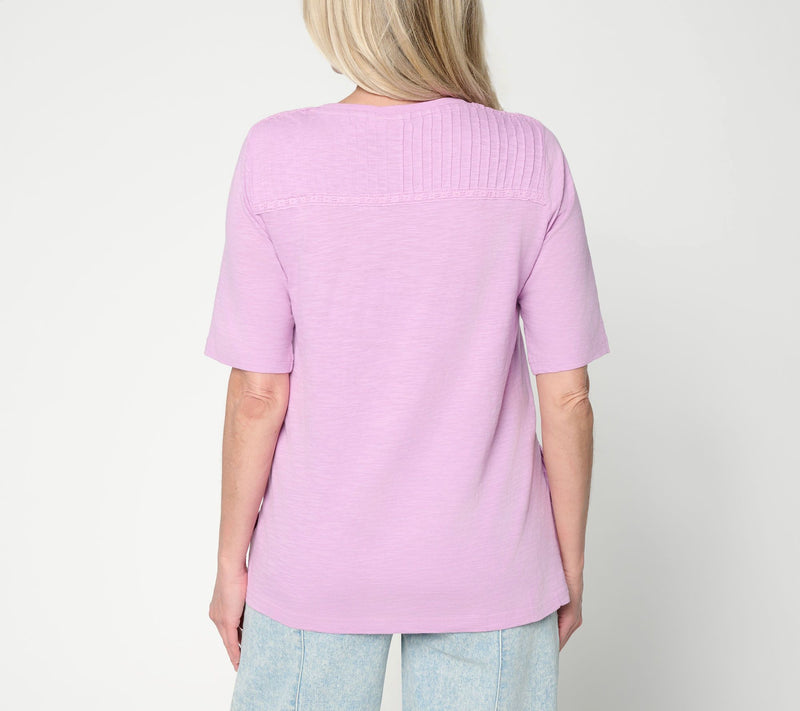 LOGO Lavish by Lori Goldstein Embellished Elbow Sleeve Tee — View 12