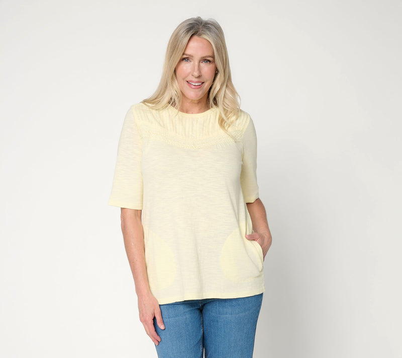 LOGO Lavish by Lori Goldstein Embellished Elbow Sleeve Tee — View 7