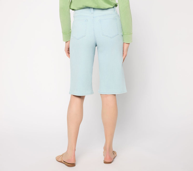 LOGO by Lori Goldstein Regular Indigo Denim Long Shorts — View 4